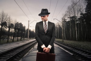 Businessman on Train tracks