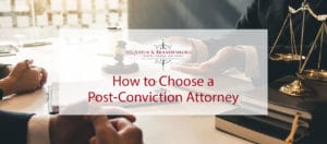 Post-conviction attorney working with a client.